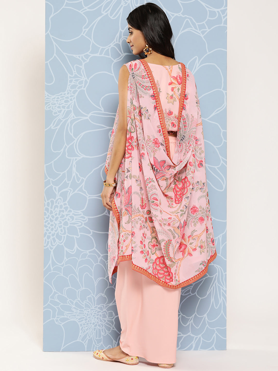 Ahalyaa Floral Printed Ethnic Co-Ords With Jacket - Distacart