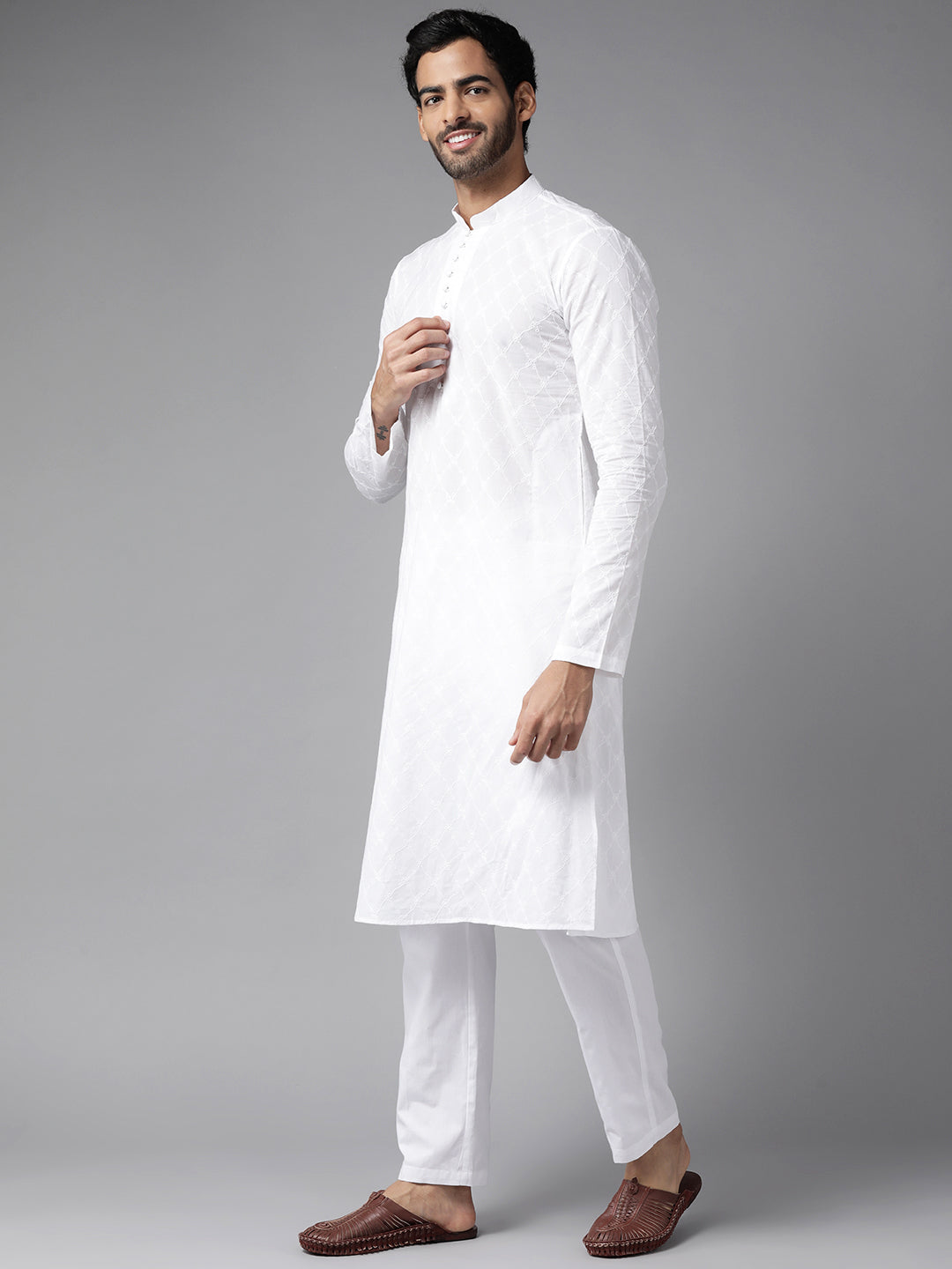 Pyjama/Pajama Style Pants in White For Kurtas and Chikankari Shirts with  Stretcheable Waist Band