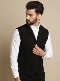 Thumbnail for Even Apparels Men's Black Waistcoat with Notched Lapel - Distacart