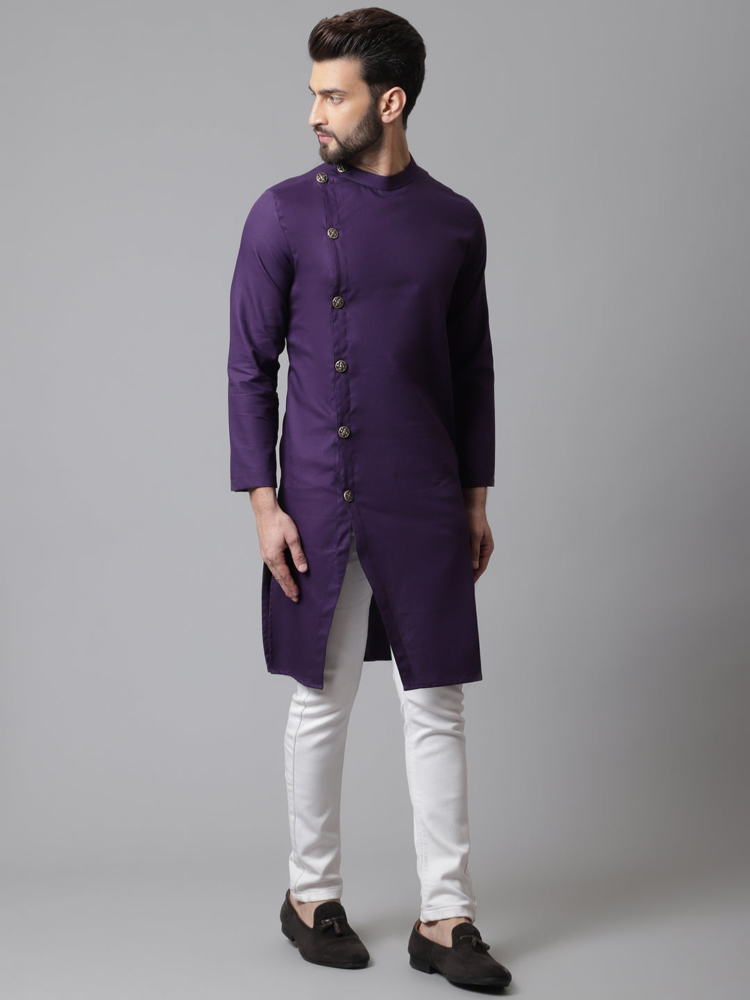 Even Apparels Purple Sherwani Kurta With Asymetrical Cut - Distacart