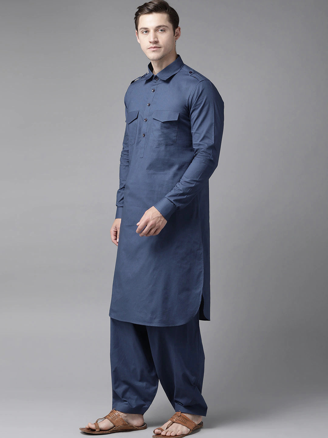 Buy NOZ2TOZ Men Navy Blue Pathani Kurta with Salwar Online at Best