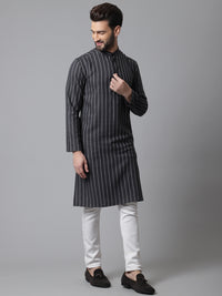 Thumbnail for Even Apparels Black Pure Cotton Kurta With Band Collar - Distacart