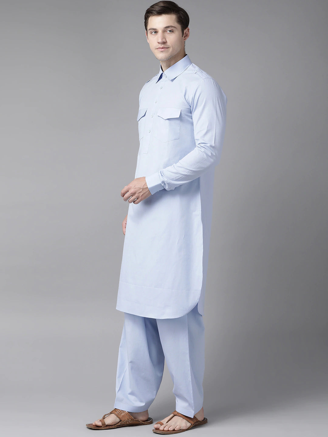 NOZ2TOZ Men Sky Blue Pathani Kurta with Salwar - Distacart