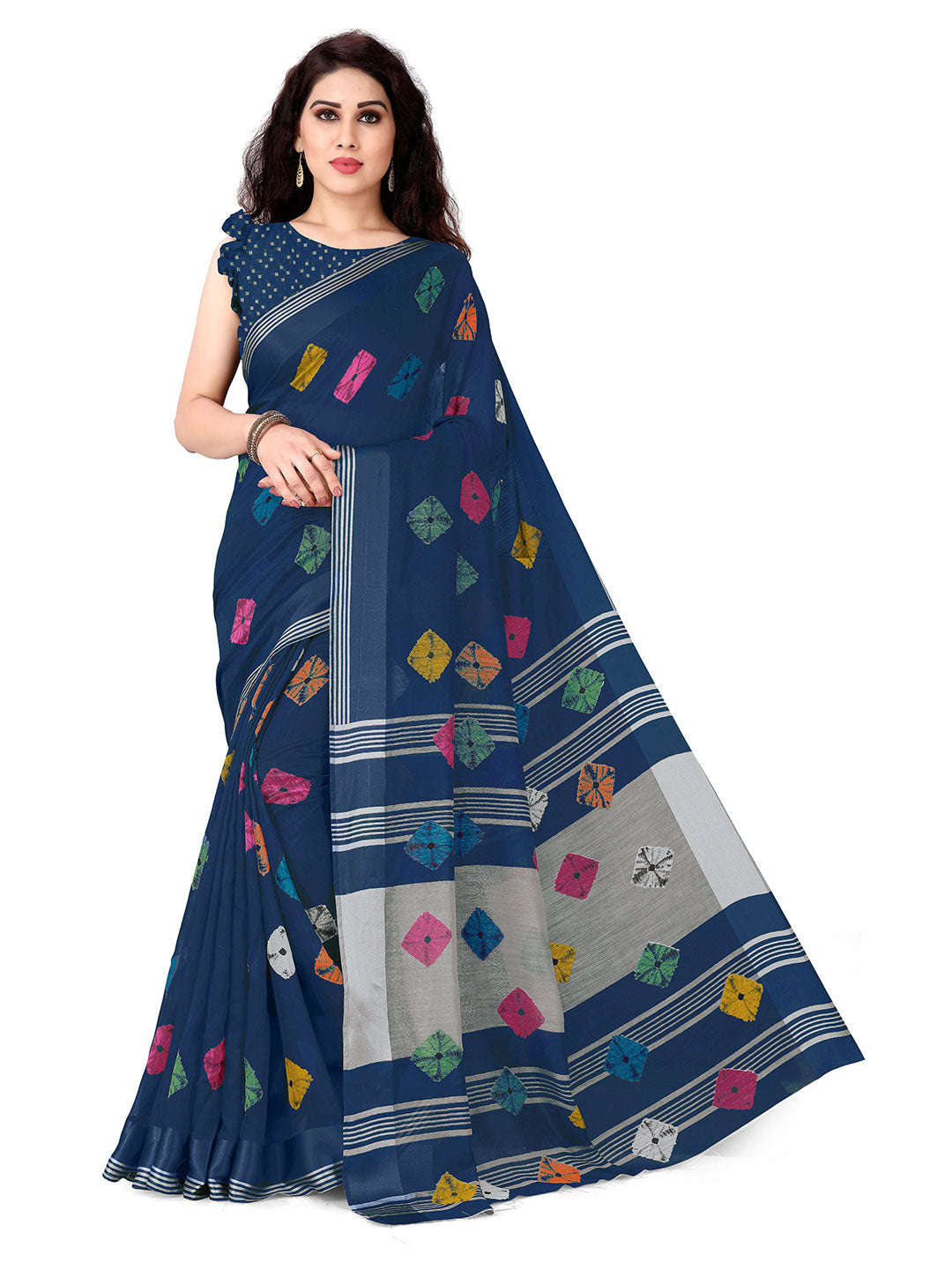 Navy Blue Bandhani Gaji Silk Saree – Naina Jain