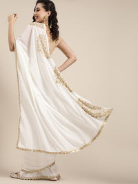 Thumbnail for Saree Mall Off White & Golden Ethnic Motifs Saree - Distacart