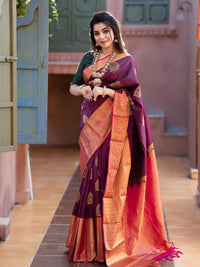 Thumbnail for Kalini Ethnic Motifs Woven Design Silk Cotton Banarasi Saree - Distacart