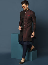 Thumbnail for KISAH Woven Design Cotton Sherwani Set - Distacart