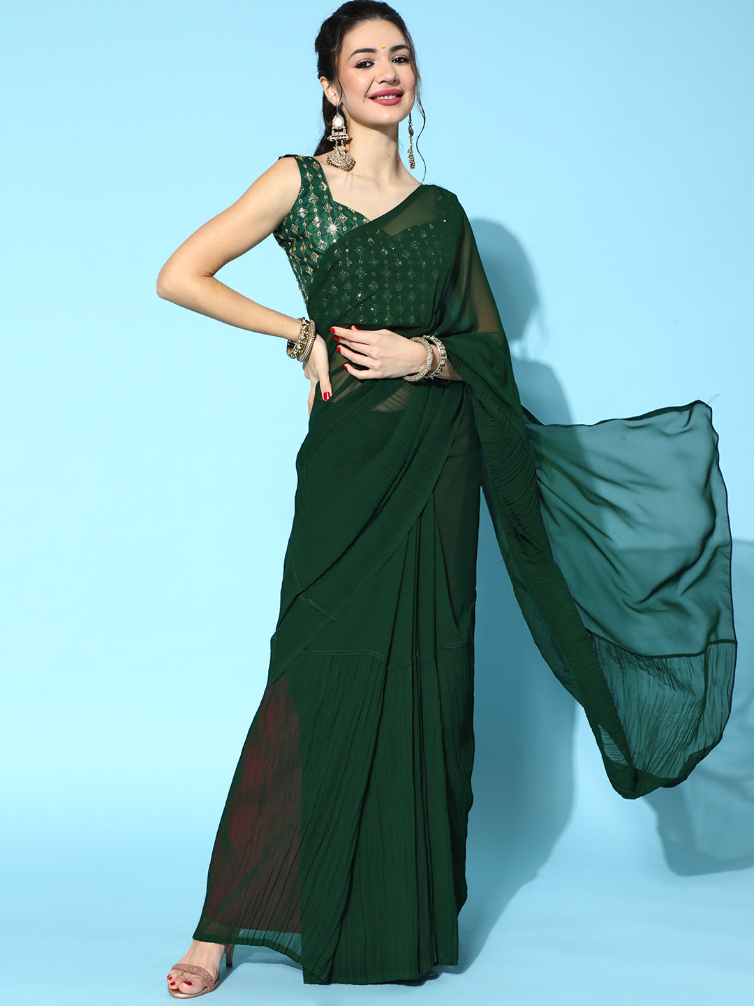 Saree Mall Green Saree - Distacart