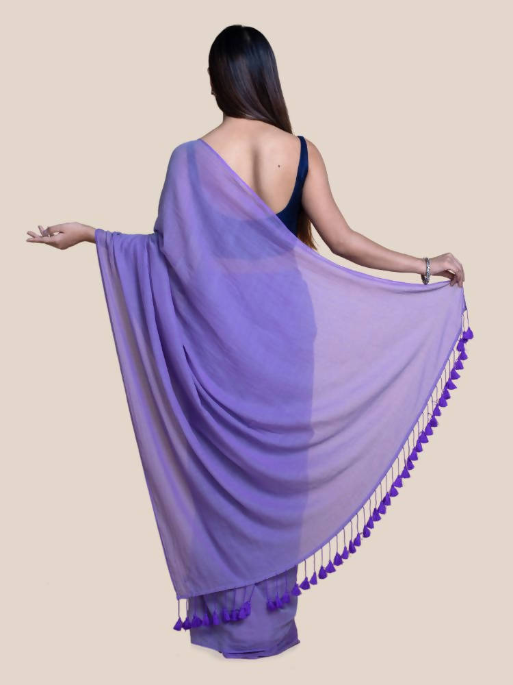 Shop Lavender Drape Saree With Moti Work Online in USA – Pure Elegance