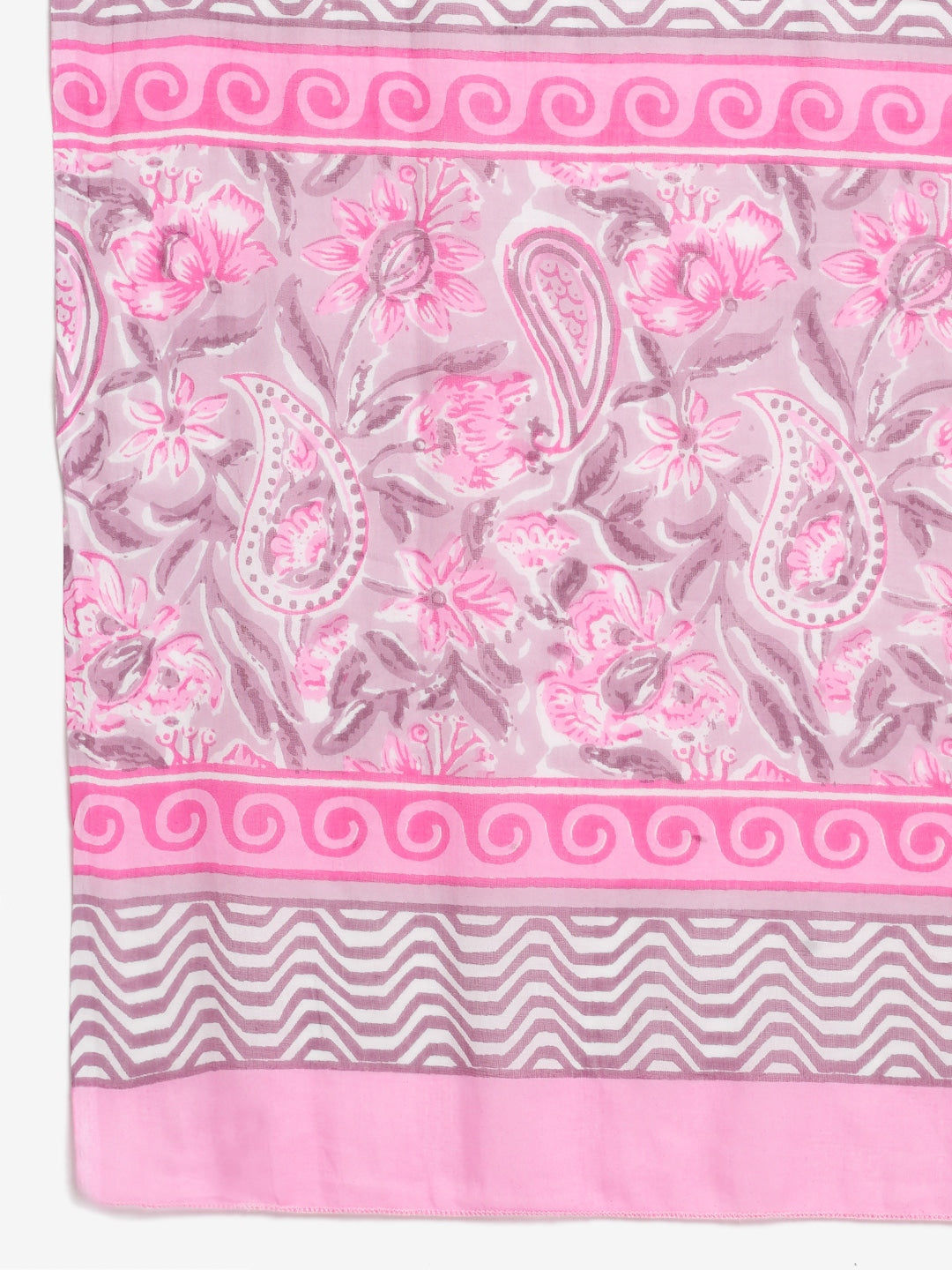 Pink Paisley Printed Cotton Kurta