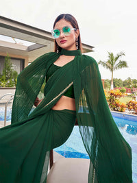 Thumbnail for Tikhi Imli Green Gotta Patti Saree With Pleated cape - Distacart