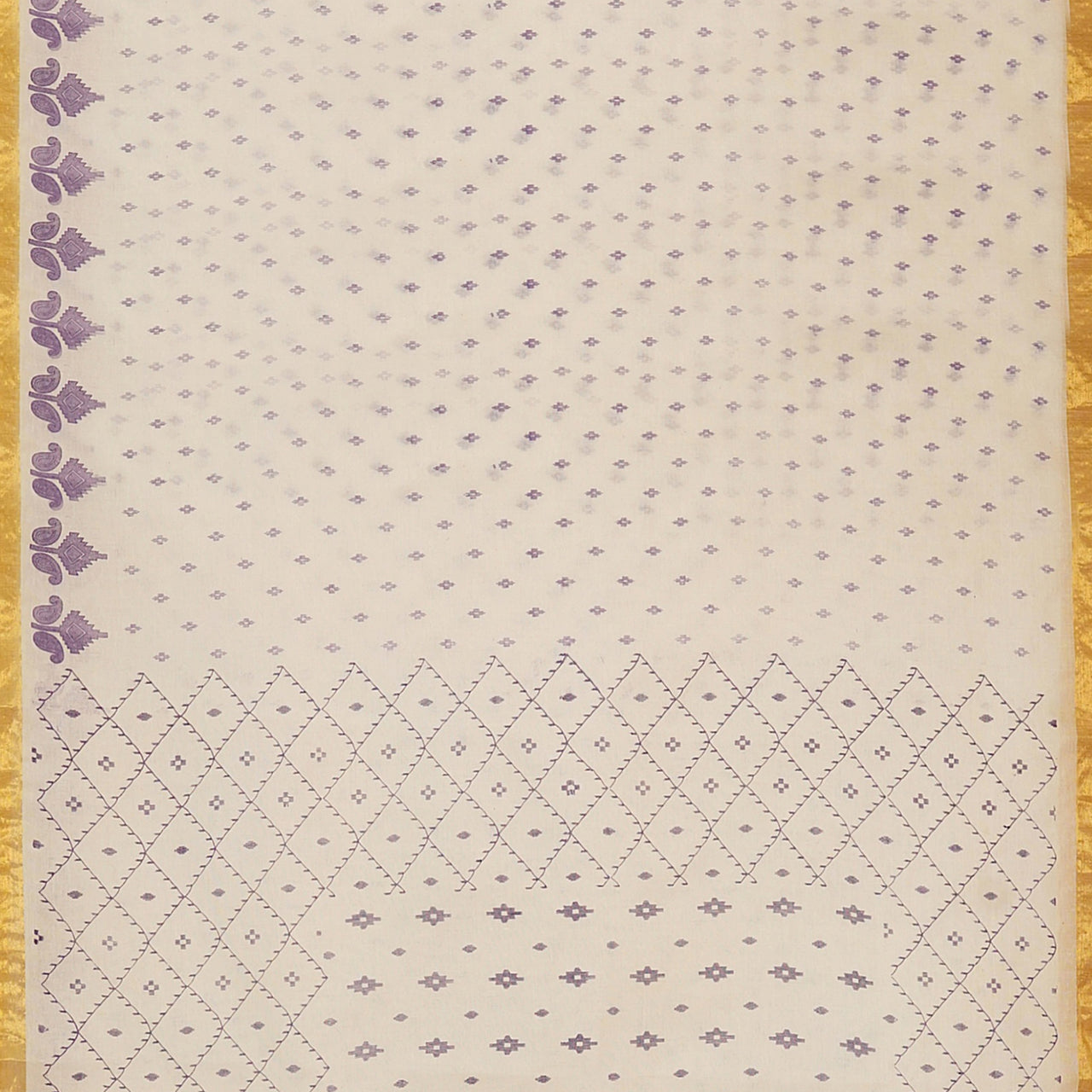 Exclusive Collection 100% Pure Cotton Off White Violet Saree With Printed Work - Distacart