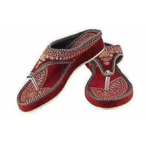 Rajasthani / Jaipuri Designer Ethnic Golden Zari Embroidery Platform Sandal - Distacart