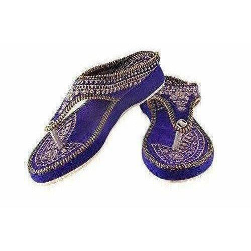 Rajasthani / Jaipuri Designer Ethnic Golden Zari Embroidery Platform Sandal - Distacart