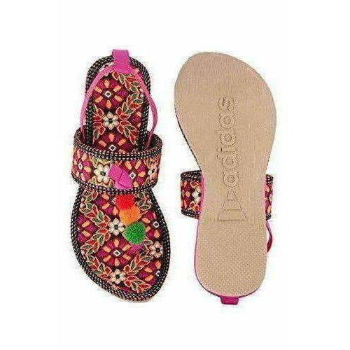 Synthetic Leather Rajasthani Jaipuri Work Kolhapuri Chappals - Distacart