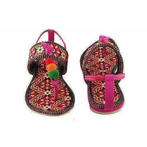 Synthetic Leather Rajasthani Jaipuri Work Kolhapuri Chappals - Distacart