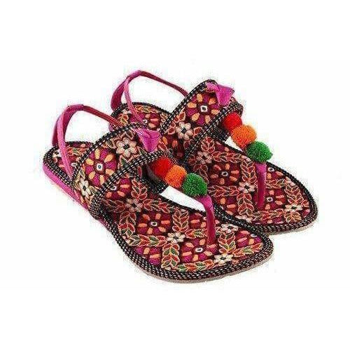 Synthetic Leather Rajasthani Jaipuri Work Kolhapuri Chappals - Distacart