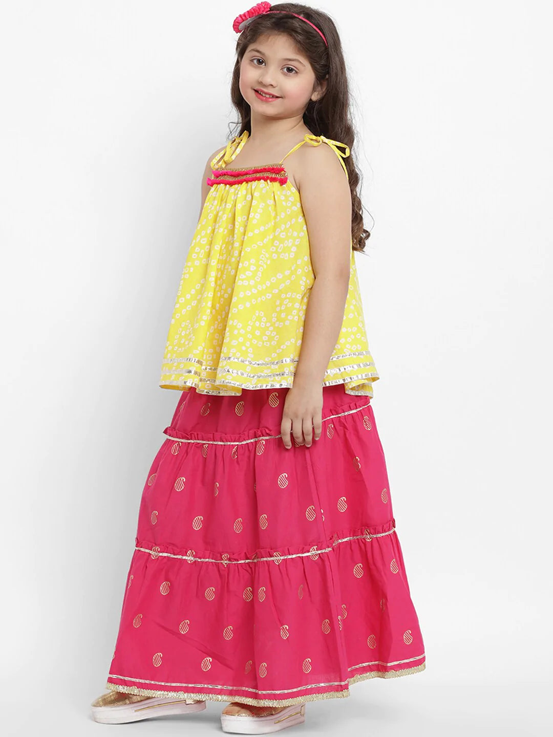 Buy Biba Pink And Turq A-Line Poly Cotton Tunics And Lehenga (Set of 2)  online