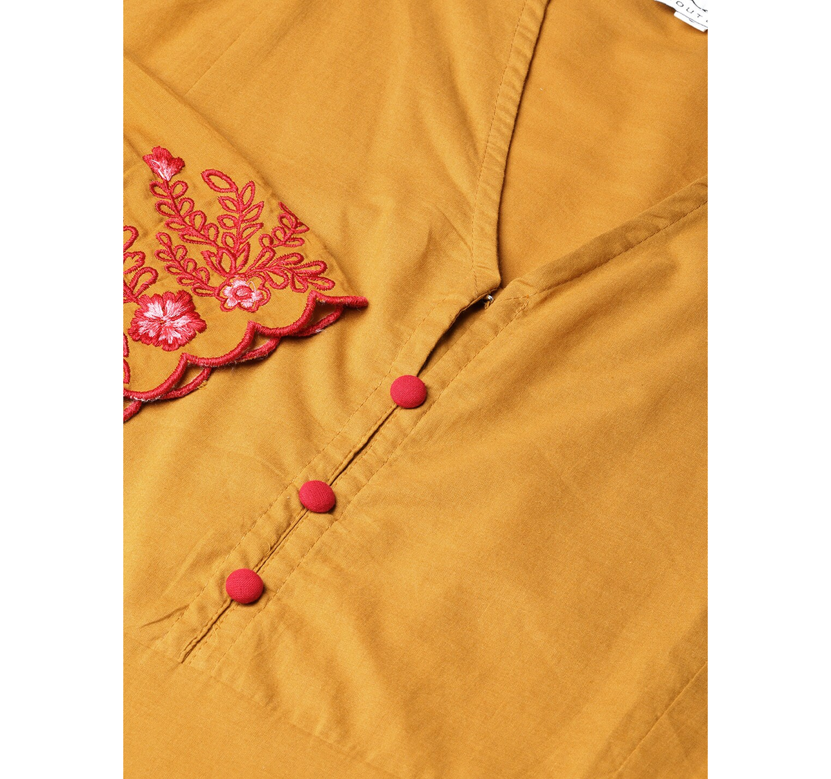 Wahe-NOOR Women's Mustard Yellow & Red Solid Kurta With Palazzos - Distacart