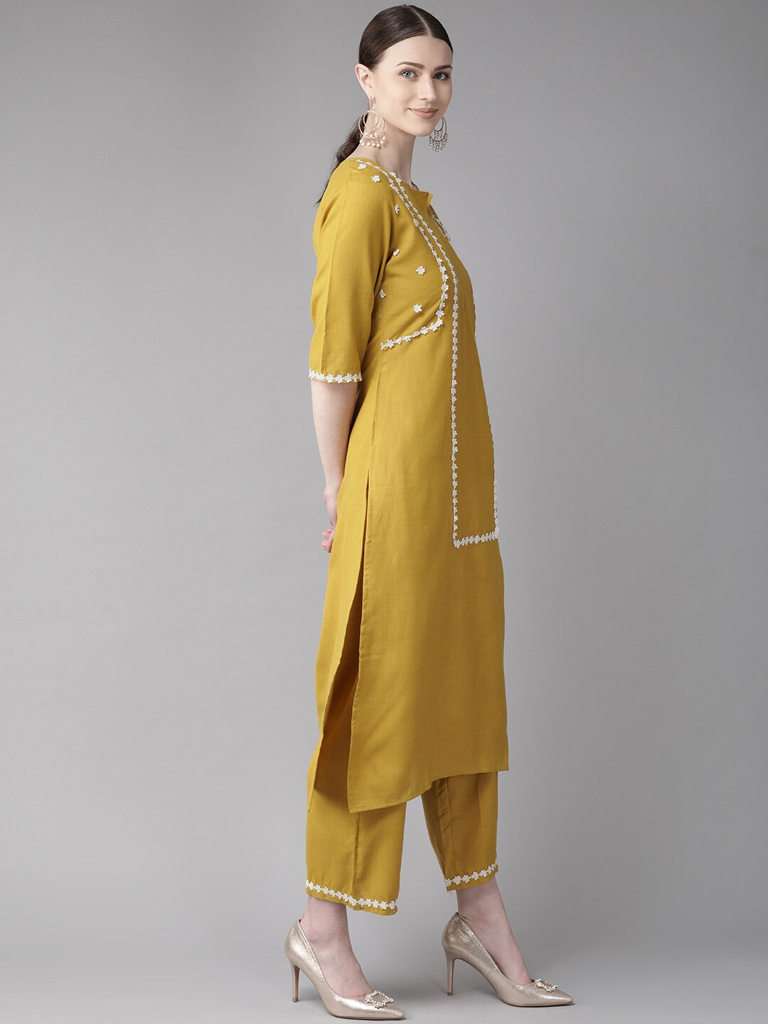 Buy Wahe Noor Womens Mustard Yellow Yoke Design Kurta With Palazzos Online At Best Price 2012