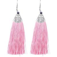 Thumbnail for Muskan Fancy Long Yarn Pink Tassel Earrings