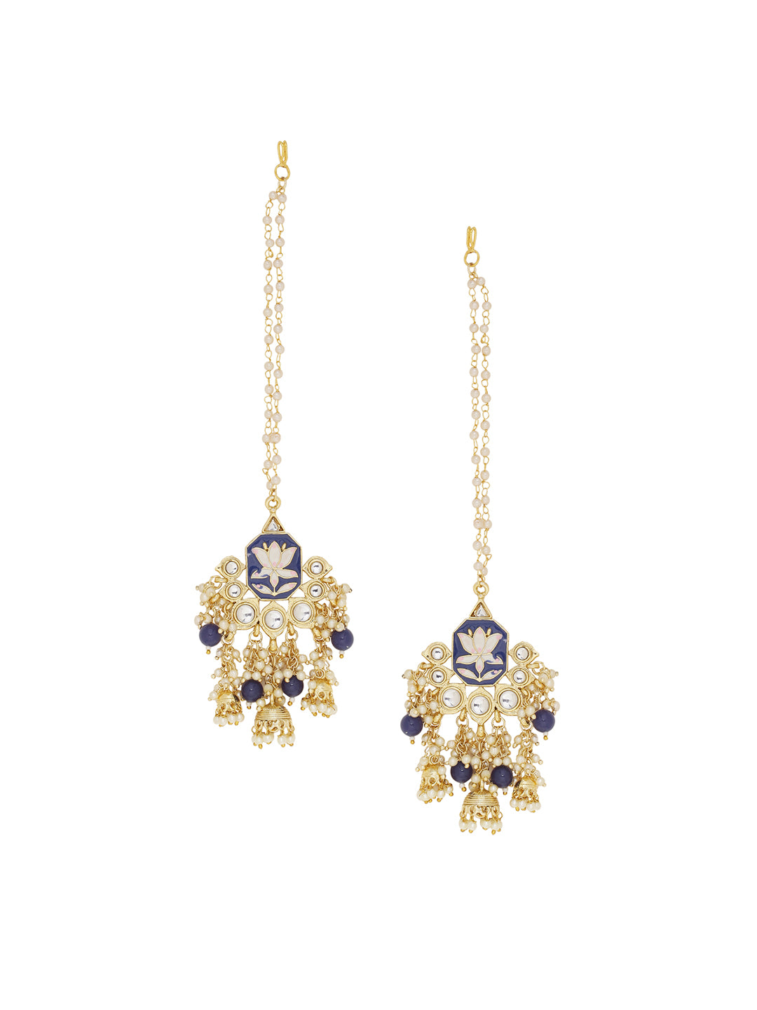 Shoshaa Women Gold-Plated Blue Contemporary Drop Earrings - Distacart