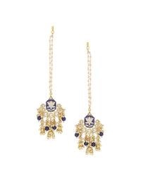 Thumbnail for Shoshaa Women Gold-Plated Blue Contemporary Drop Earrings - Distacart