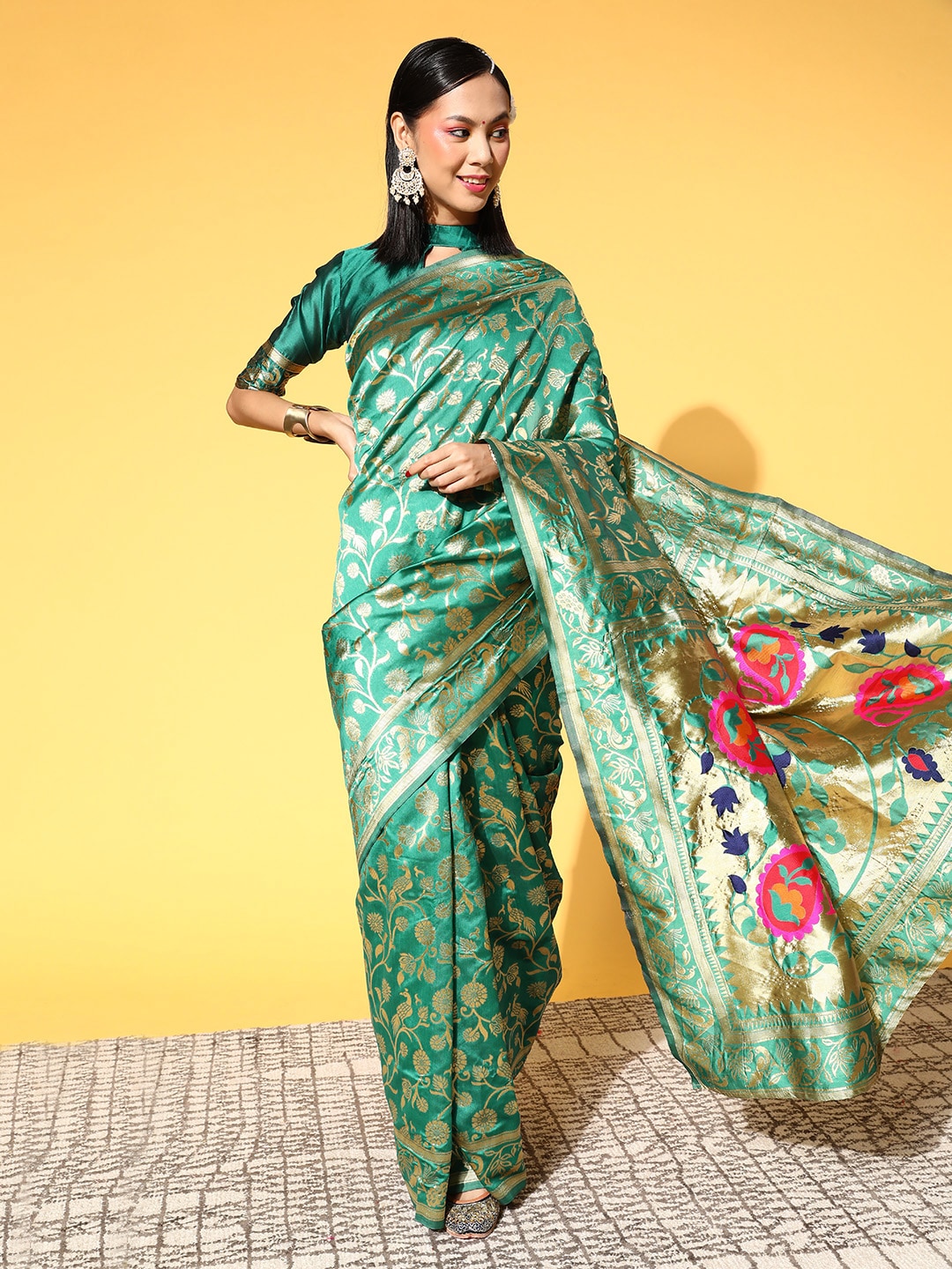 Saree Mall Ethnic Motifs Saree With Woven Design Border - Distacart