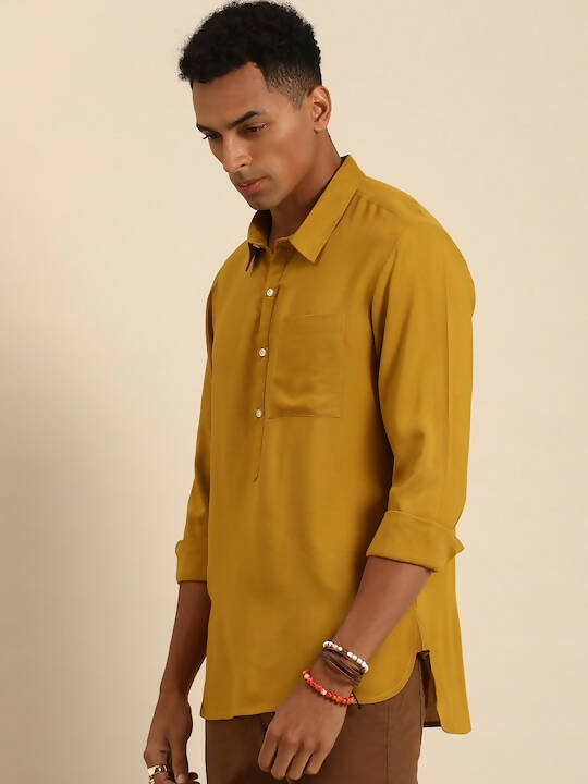 Buy Mustard Men Rayon Boxy Opaque Casual Shirt - Mahotsav Online