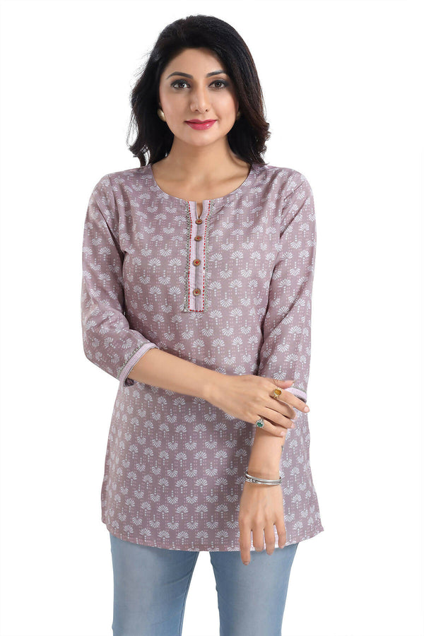 Buy Snehal Creations Dusty Pink Rayon Short Kurti Tunic Top Online at ...