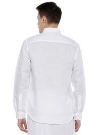 Thumbnail for Ramraj Cotton Linen Mens Full Sleeve White Shirt Plus Size - RR Linen - Distacart