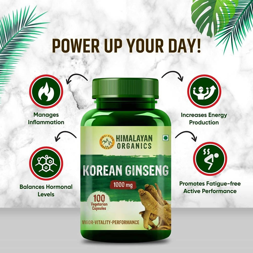 Himalayan Korean Ginseng 1000 mg, Vigor-Vitality-Performance: 100 Vegetarian Capsules