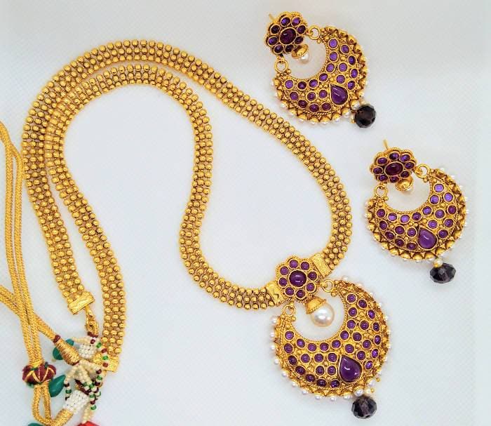 Purple Kemp Long Necklace Set