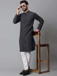 Thumbnail for Even Apparels Black Pure Cotton Kurta With Band Collar - Distacart