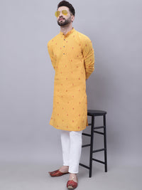 Thumbnail for Even Apparels Yellow Pure Cotton Kurta With Band Collar - Distacart