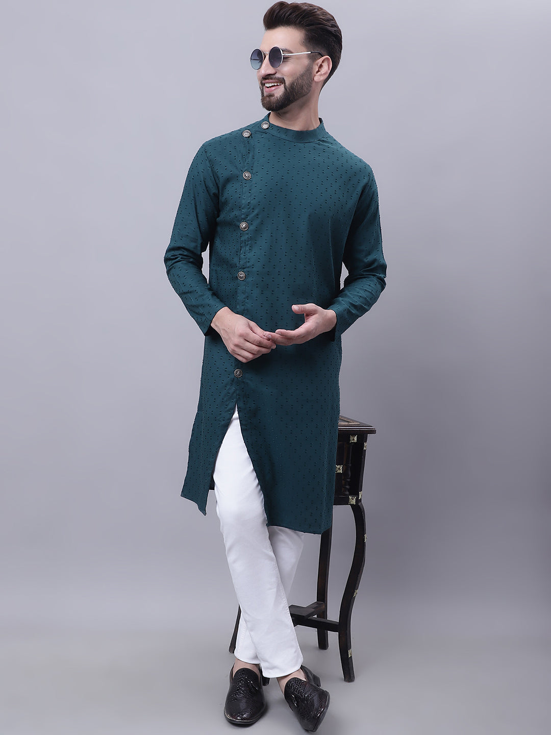 Even Apparels Green Sherwani Kurta With Asymetrical Cut - Distacart