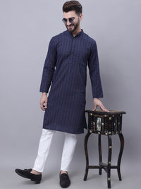 Thumbnail for Even Apparels Blue Pure Cotton Kurta With Band Collar - Distacart