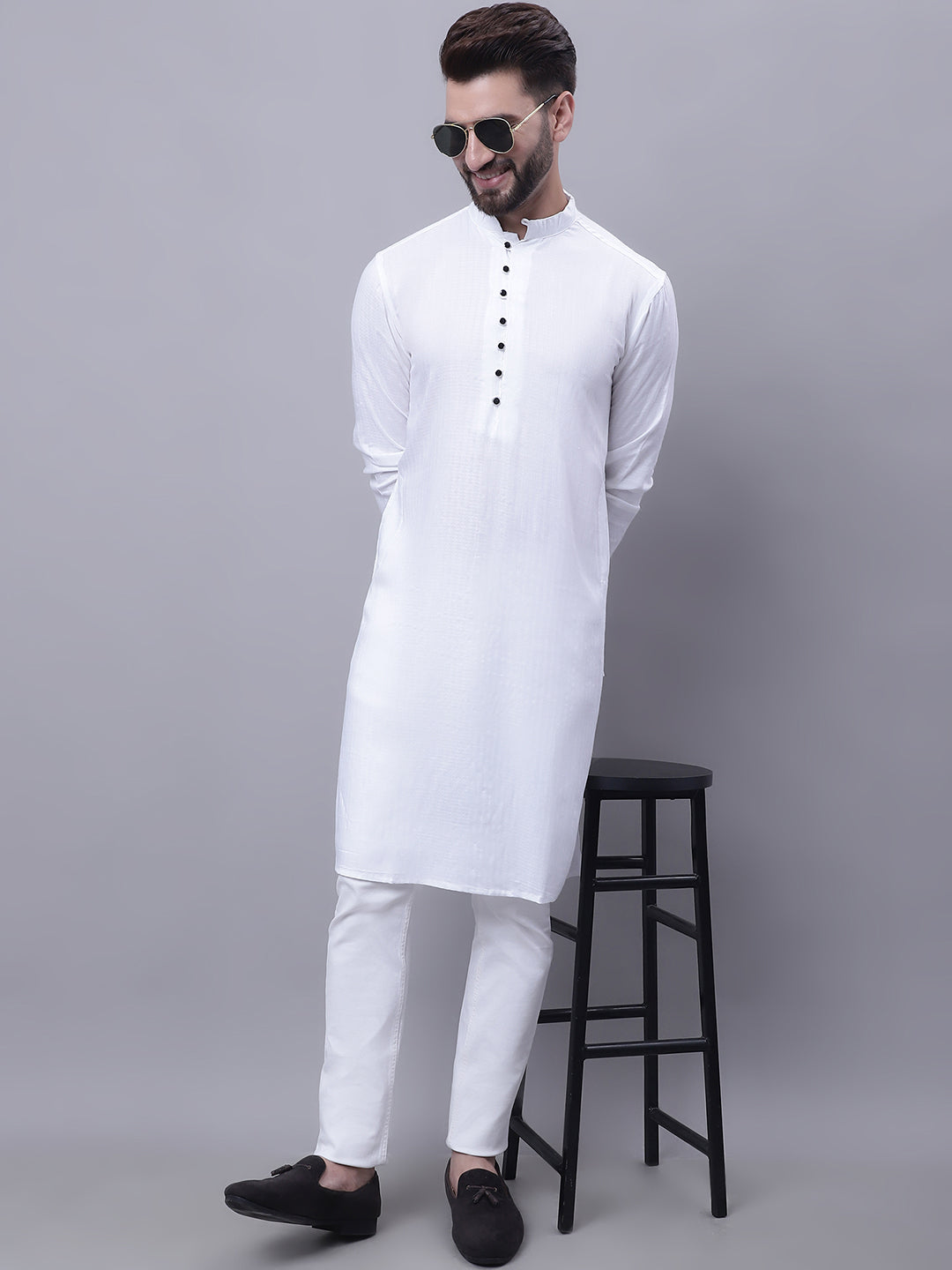 Even Apparels White Pure Cotton Kurta With Band Collar - Distacart