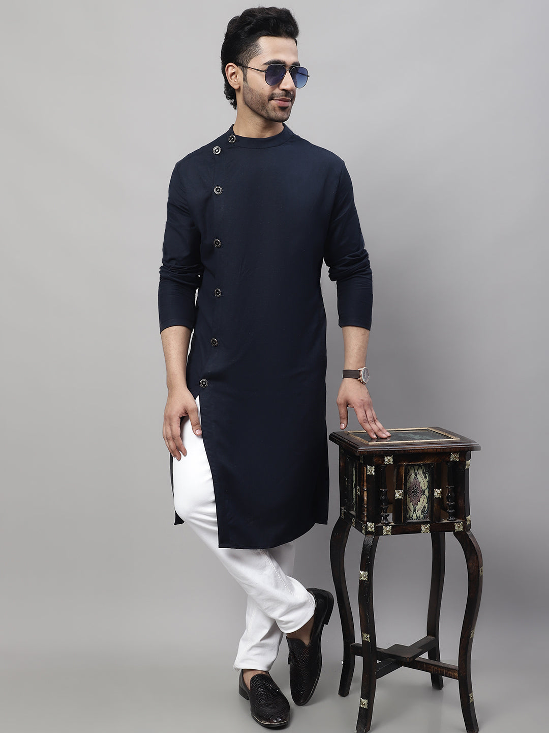 Even Apparels Blue Sherwani Kurta With Asymetrical Cut - Distacart