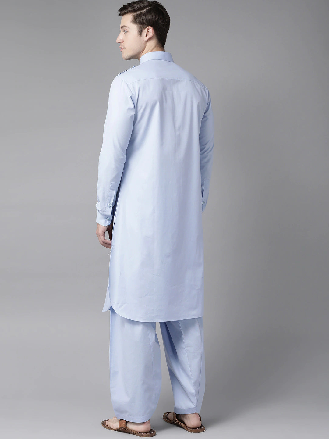 NOZ2TOZ Men Sky Blue Pathani Kurta with Salwar - Distacart