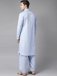 Thumbnail for NOZ2TOZ Men Sky Blue Pathani Kurta with Salwar - Distacart