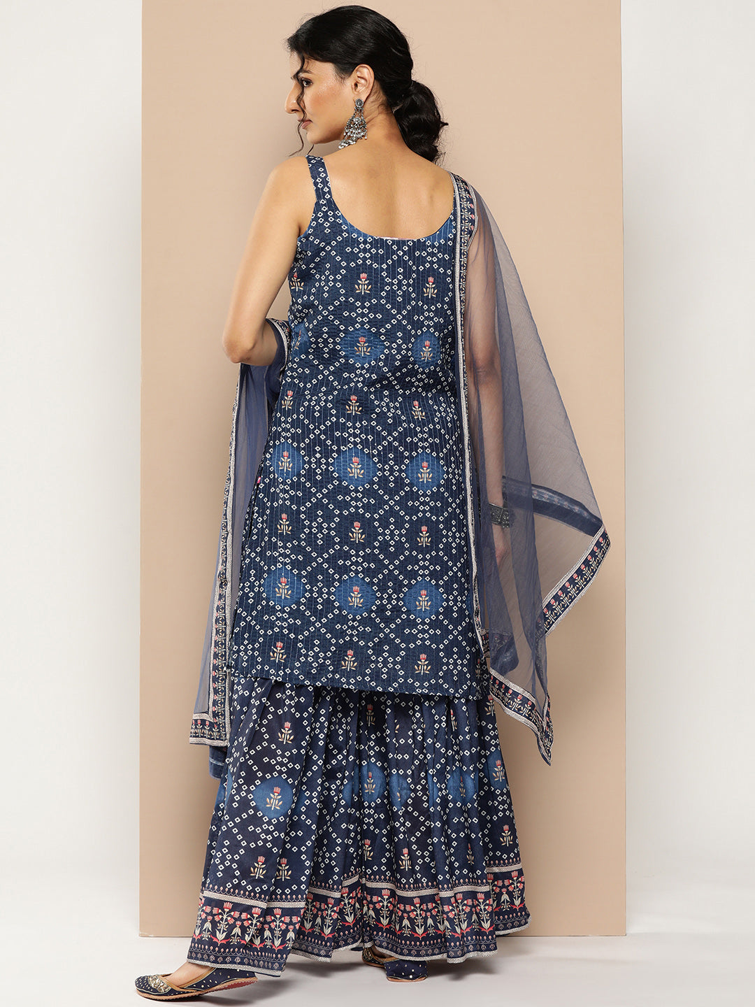 KSUT (House of Varanga) Blue Color Strap Style Digital Printed Kurta With Printed Sharara And Net Dupatta - Distacart