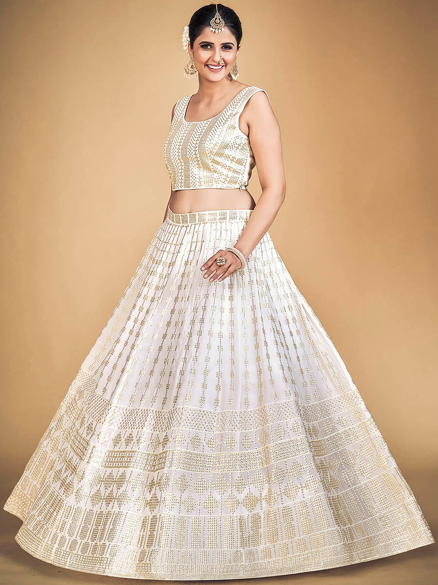 Buy Ravishing Lilac Georgette Wedding Lehenga Choli Online – Inddus.com