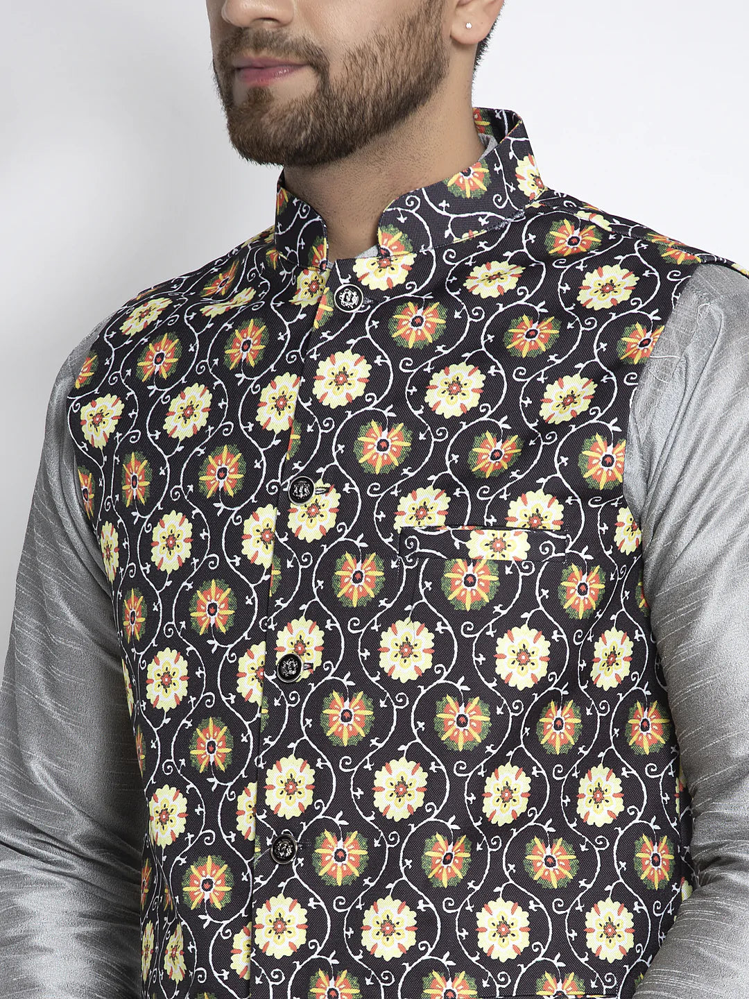 Buy online Black Printed Nehru Jacket from Jackets for Men by Veera  Paridhaan for ₹1040 at 68% off | 2024 Limeroad.com
