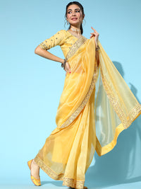 Thumbnail for Saree Mall Solid Saree with Woven Design Border - Distacart