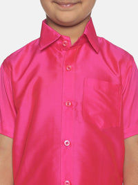 Thumbnail for Sethukrishna Pink & White Shirt with Veshti Set For Boys - Distacart