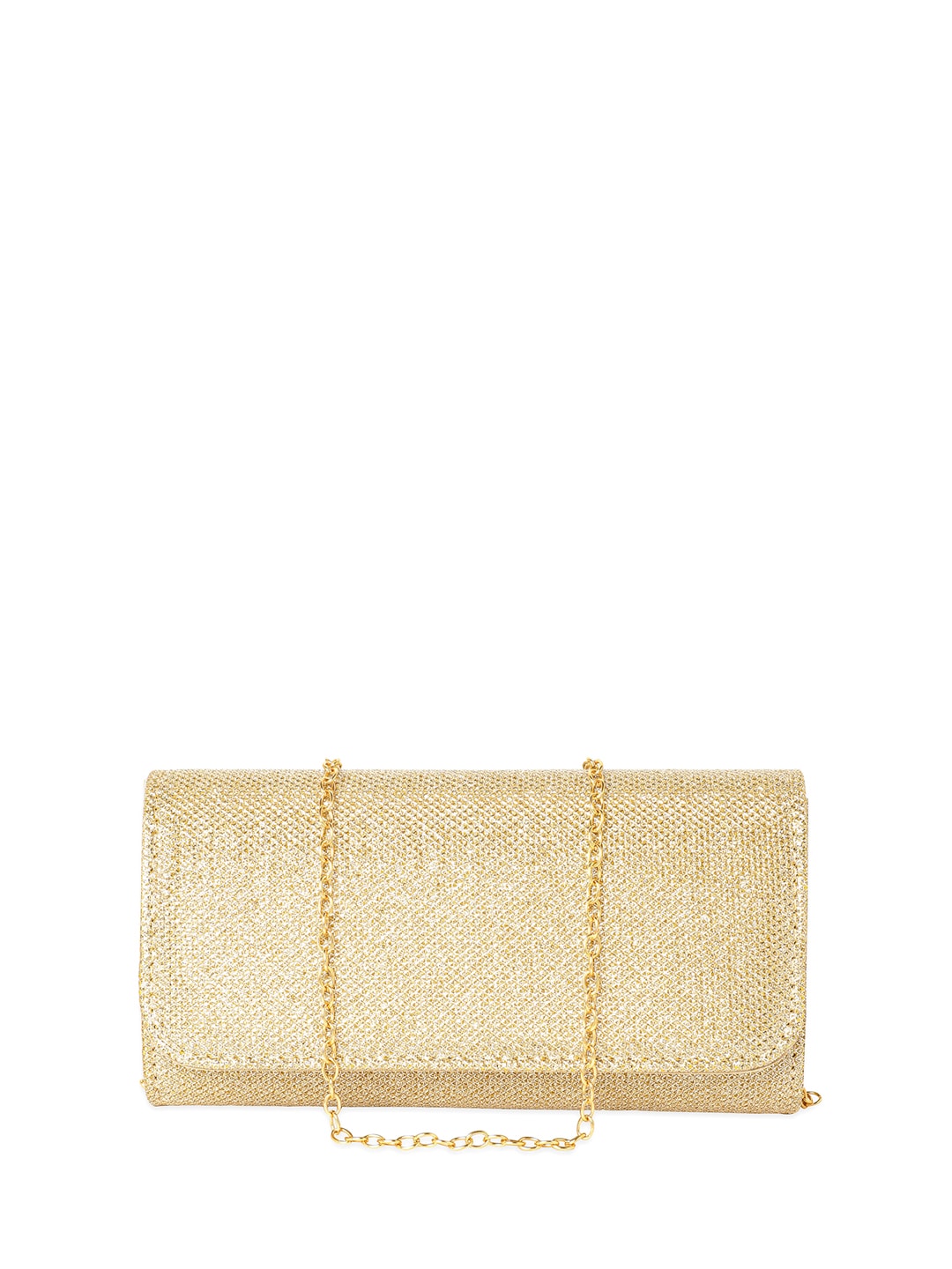 Rubans Textured Shimmery Foldover Clutch With Shoulder Strap - Distacart