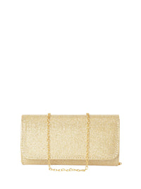 Thumbnail for Rubans Textured Shimmery Foldover Clutch With Shoulder Strap - Distacart