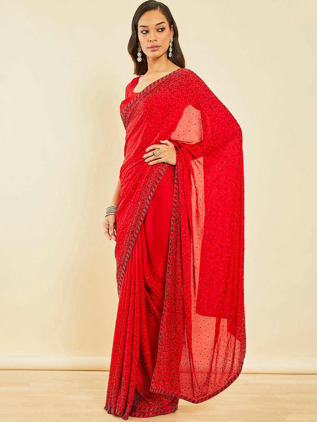 Soch Red Embellished Saree - Distacart