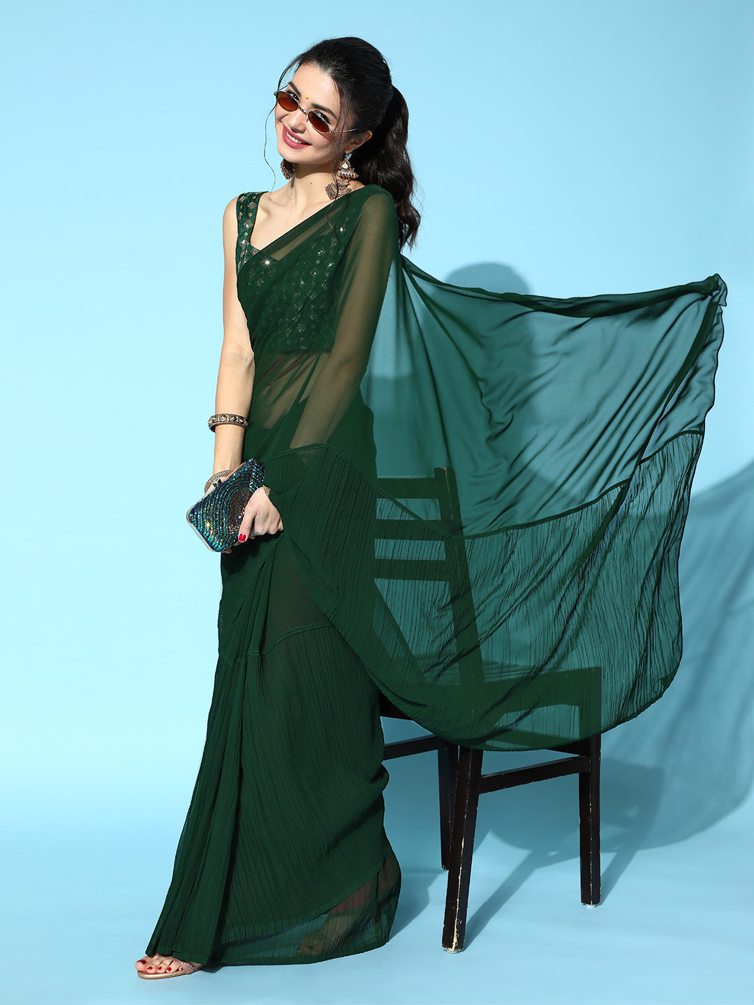 Saree Mall Green Saree - Distacart